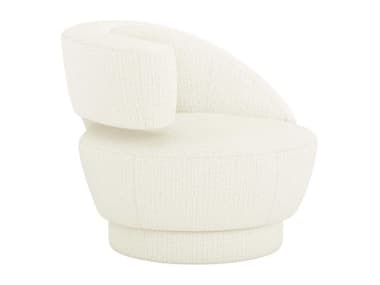 Interlude Home Arabella Swivel 35" White Fabric Accent Chair IL19801557