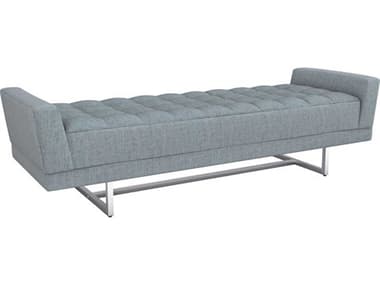 Interlude Home Luca 76" Marsh Polished Nickel Gray Fabric Upholstered Accent Bench IL19801950
