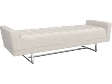 Interlude Home Luca 76" Drift Polished Nickel Beige Fabric Upholstered Accent Bench IL19801951