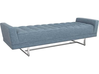 Interlude Home Luca 76" Surf Polished Nickel Blue Fabric Upholstered Accent Bench IL19801952