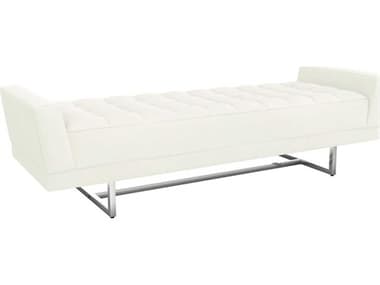 Interlude Home Luca 76" Shell Polished Nickel White Fabric Upholstered Accent Bench IL19801953