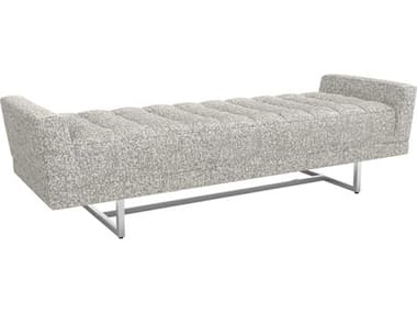 Interlude Home Luca 76" Breeze Polished Nickel Gray Fabric Upholstered Accent Bench IL19801956