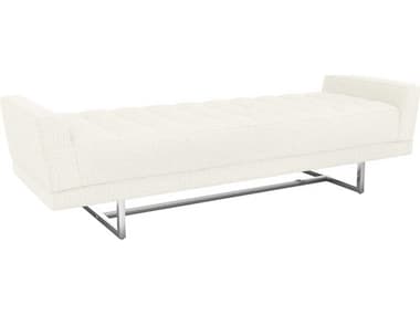 Interlude Home Luca 76" Dune Polished Nickel White Fabric Upholstered Accent Bench IL19801957