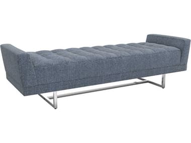 Interlude Home Luca 76" Azure Polished Nickel Blue Fabric Upholstered Accent Bench IL19801958