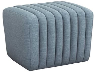 Interlude Home Channel 23" Surf Blue Fabric Upholstered Tufted Ottoman IL19802452