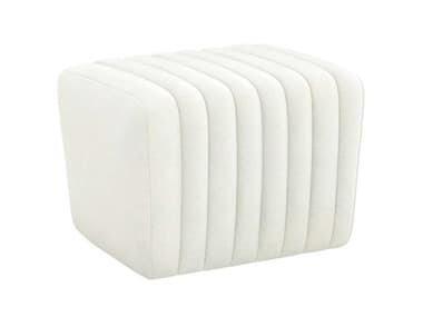 Interlude Home Channel 23" Shell White Fabric Upholstered Tufted Ottoman IL19802453