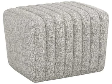 Interlude Home Channel 23&quot; Breeze Gray Fabric Upholstered Tufted Ottoman IL19802456