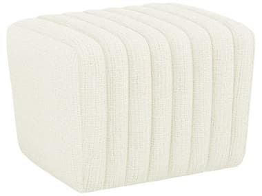 Interlude Home Channel 23" Dune White Fabric Upholstered Tufted Ottoman IL19802457
