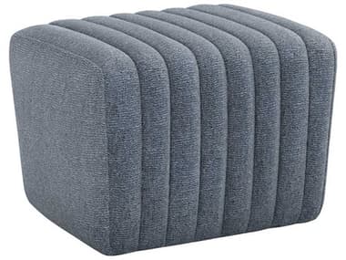 Interlude Home Channel 23" Azure Blue Fabric Upholstered Tufted Ottoman IL19802458