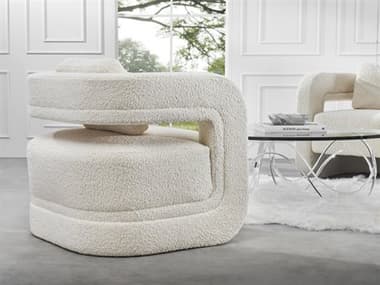 Interlude Home Scillia 31" White Fabric Accent Chair IL19804255