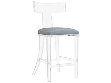 Interlude Home Tristan Fabric Upholstered Marsh Clear Counter Stool IL19805750
