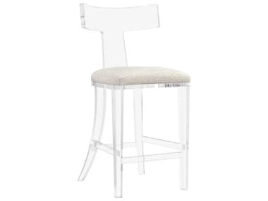 Interlude Home Tristan Fabric Upholstered Drift Clear Counter Stool IL19805751
