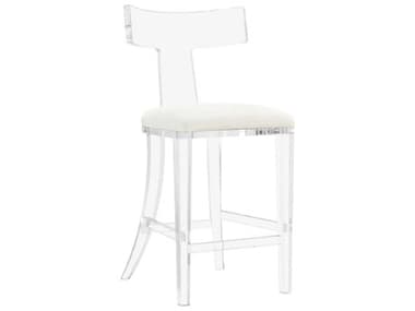 Interlude Home Tristan Fabric Upholstered Shell Clear Counter Stool IL19805753