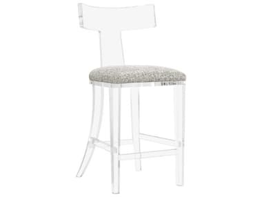 Interlude Home Tristan Fabric Upholstered Breeze Clear Counter Stool IL19805756