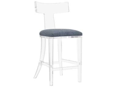 Interlude Home Tristan Fabric Upholstered Azure Clear Counter Stool IL19805758