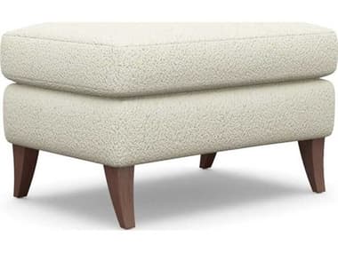 Interlude Home Kelsey Down Walnut Cream Upholstered Ottoman IL19850719