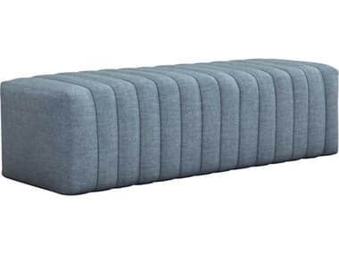 Interlude Home Cleo 61" Surf Blue Fabric Upholstered Accent Bench IL19851152