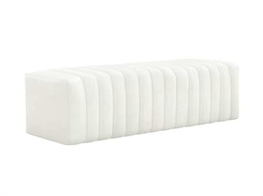 Interlude Home Cleo 61" Shell White Fabric Upholstered Accent Bench IL19851153