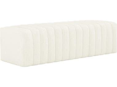 Interlude Home Cleo 61" Dune White Fabric Upholstered Accent Bench IL19851157