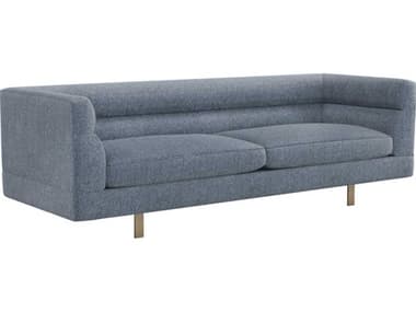 Interlude Home Ornette 91" Azure Bronze Blue Fabric Upholstered Sofa IL19900358