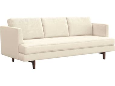 Interlude Home Ayler 85" Tufted Pure Walnut White Fabric Upholstered Sofa Bed IL19900515