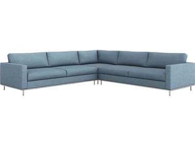 Interlude Home Valencia 124" Wide Blue Fabric Upholstered Sectional Sofa IL19901652
