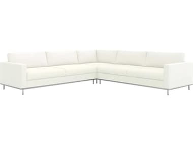 Interlude Home Valencia 124" Wide White Fabric Upholstered Sectional Sofa IL19901653