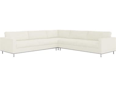 Interlude Home Valencia 124" Wide White Fabric Upholstered Sectional Sofa IL19901655