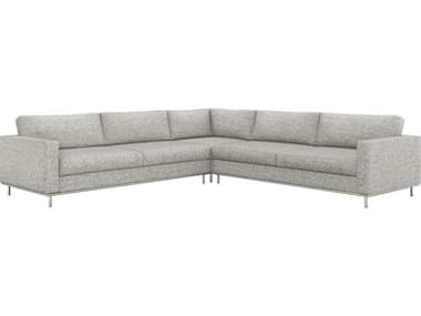Interlude Home Valencia 124" Wide Gray Fabric Upholstered Sectional Sofa IL19901656