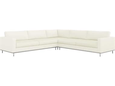 Interlude Home Valencia 124" Wide White Fabric Upholstered Sectional Sofa IL19901657