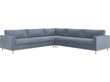 Interlude Home Valencia 124" Wide Blue Fabric Upholstered Sectional Sofa IL19901658