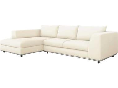 Interlude Home Comodo 112" Wide White Fabric Upholstered Sectional Sofa IL19901815