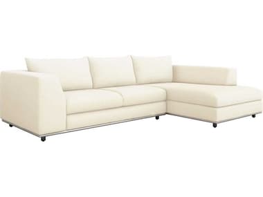 Interlude Home Comodo 112" Wide White Fabric Upholstered Sectional Sofa IL19901915