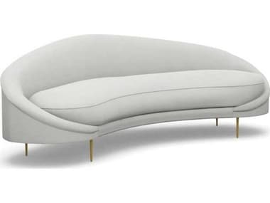 Interlude Home Ava Fresco Polished Brass Beige Faux Leather Sofa IL19903212