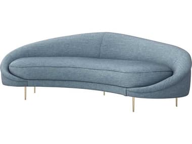 Interlude Home Ava 103" Surf Shiny Brass Blue Fabric Upholstered Sofa IL19903252