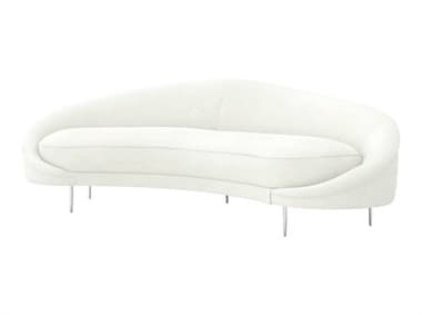 Interlude Home Ava 103" Shell Stainless Steel White Fabric Upholstered Sofa IL19903253