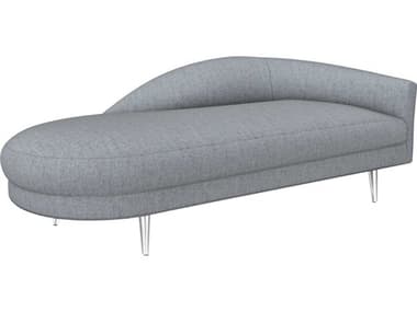 Interlude Home Gisella 77" Marsh Polished Nickel Gray Fabric Upholstered Chaise IL19904250