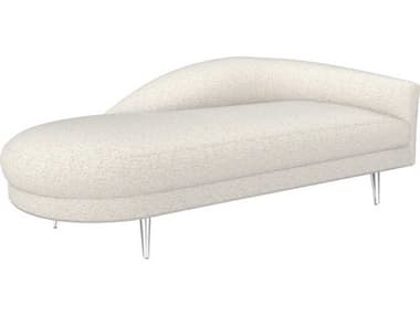 Interlude Home Gisella 77" Drift Polished Nickel Beige Fabric Upholstered Chaise IL19904251