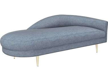 Interlude Home Gisella 77" Surf Shiny Brass Blue Fabric Upholstered Chaise IL19904252