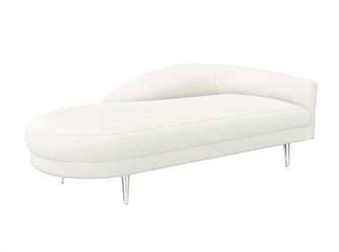 Interlude Home Gisella 77" Shell Polished Nickel White Fabric Upholstered Chaise IL19904253
