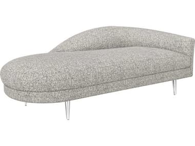 Interlude Home Gisella 77" Breeze Polished Nickel Gray Fabric Upholstered Chaise IL19904256