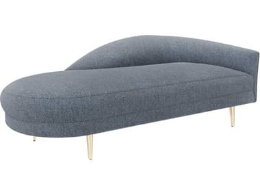 Interlude Home Gisella 77" Azure Shiny Brass Blue Fabric Upholstered Chaise IL19904258