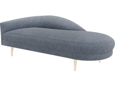 Interlude Home Gisella Azure / Shiny Brass Left Chaise Lounge Chair IL19904358