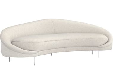 Interlude Home Ava 103" Drift Polished Nickel Beige Fabric Upholstered Sofa IL19905151