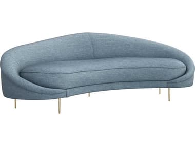 Interlude Home Ava 103" Surf Shiny Brass Blue Fabric Upholstered Sofa IL19905152