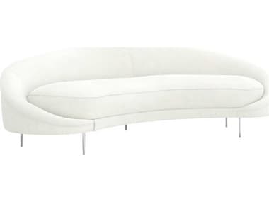 Interlude Home Ava 103" Shell Polished Nickel White Fabric Upholstered Sofa IL19905153