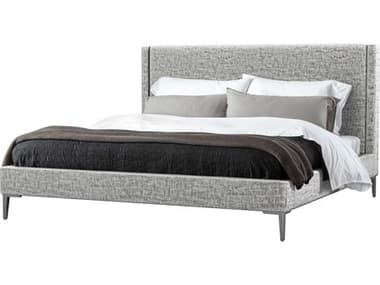 Interlude Home Izzy Feather Pewter Gray Upholstered King Platform Bed IL1995014