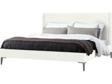 Interlude Home Izzy Shell Pewter White Upholstered King Platform Bed IL19950153