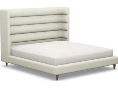 Interlude Home Ornette White Walnut Wood Upholstered King Platform Bed IL19950215