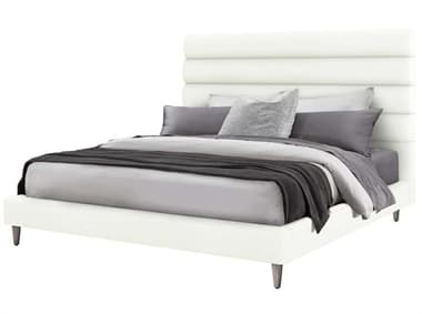 Interlude Home Channel Shell Light Grey White Solid Wood King Platform Bed IL19950353